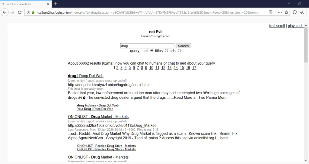 Not Evil le moteur de recherche du darknet