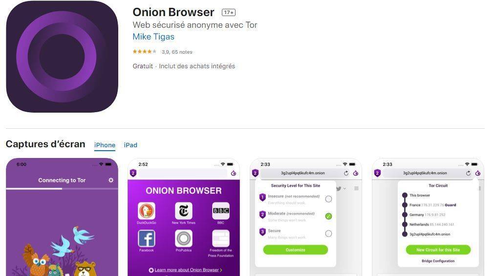 Onion browser - darknet sur iphone