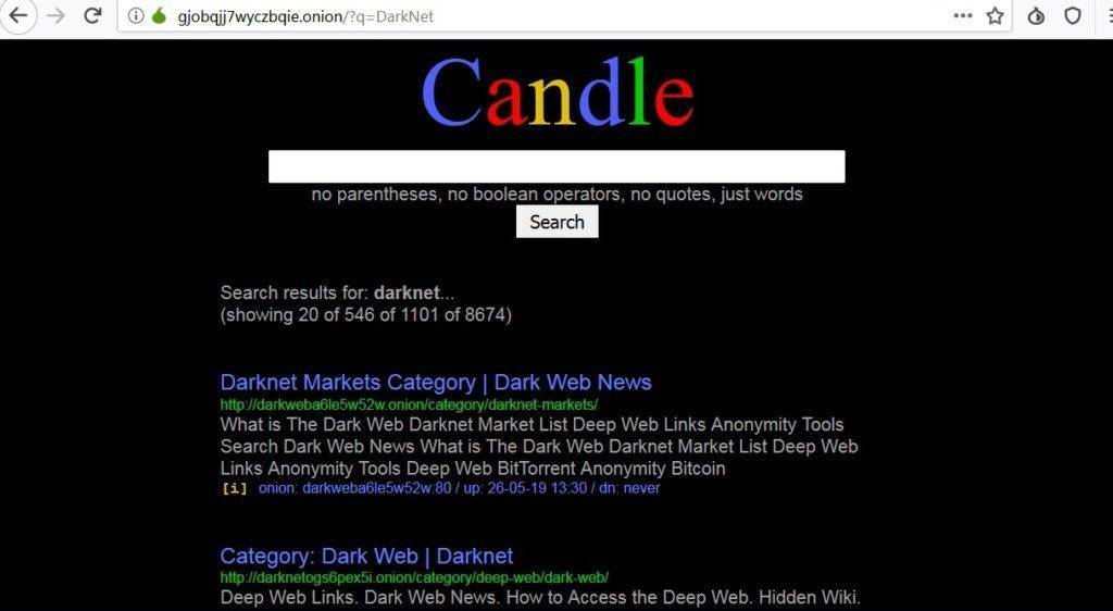moteur de recherche darknet candle