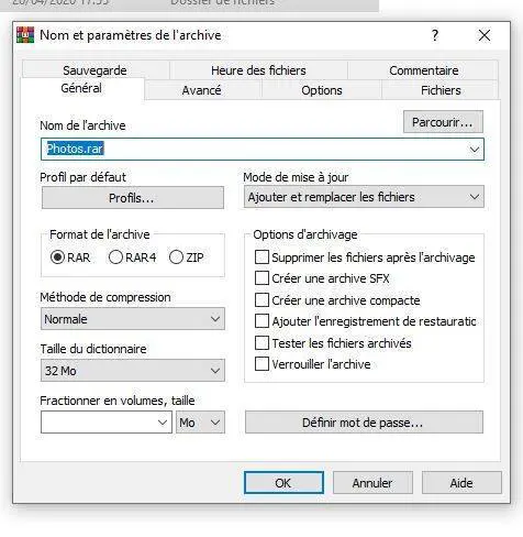 mot de passe clé usb WinRar