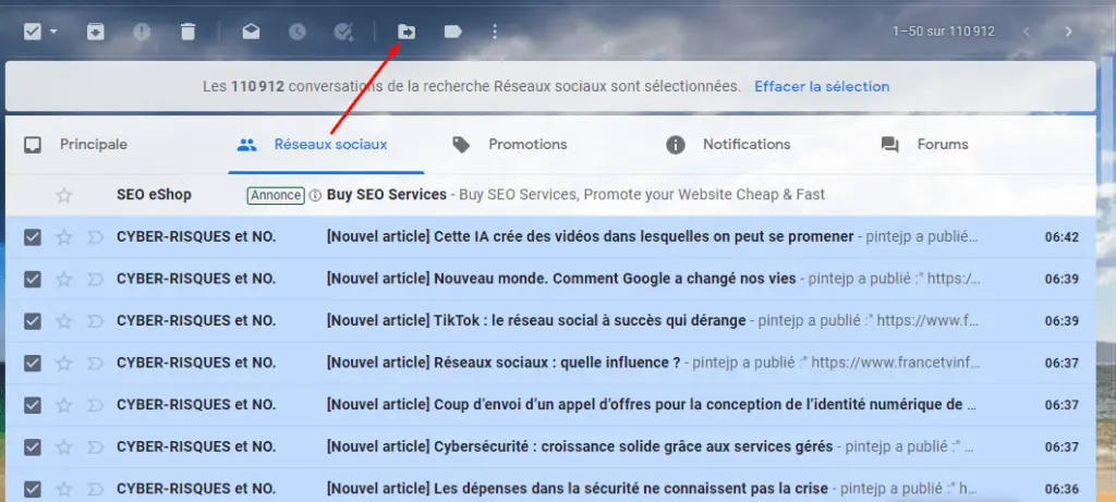effacer emails gmail