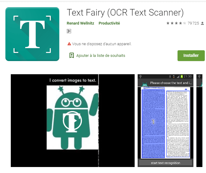 Text  Fairy - applications pour scanner documents - sur android.