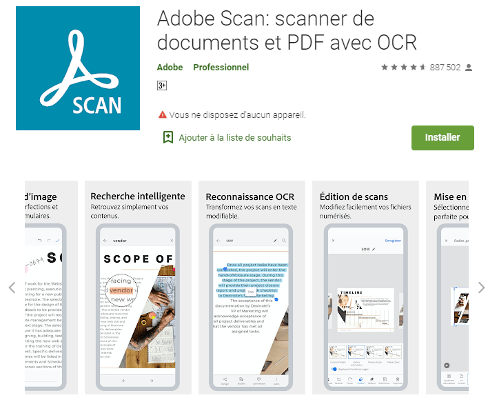 adobe scan - applications pour numériser vos documents