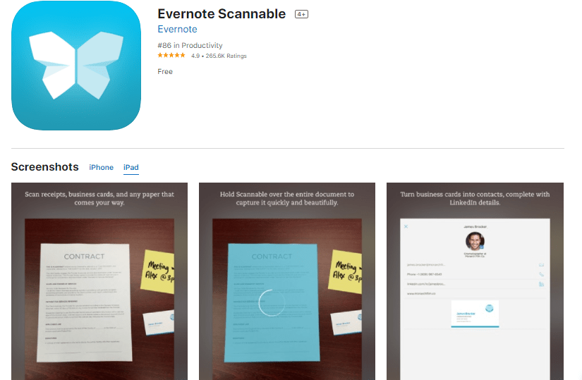 evernote scannable - application de scanner sur iPhone et iPad