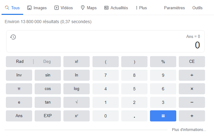 Calculatrice Google