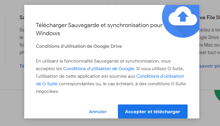 Synchronisation Google drive