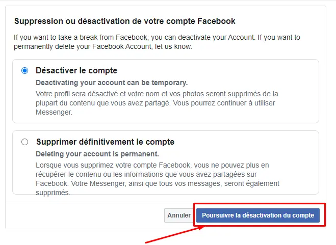 comment supprimer un compte facebook sur téléphone