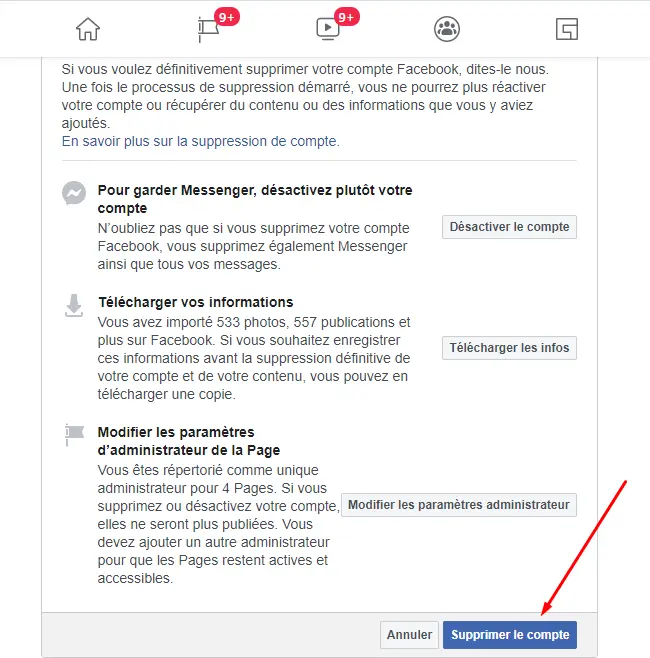 comment supprimer un compte facebook sur téléphone