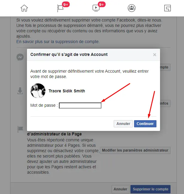 suppression de compte Facebook