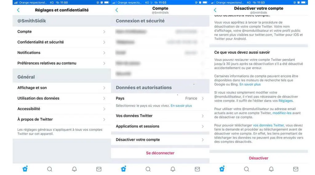 supprimer un compte twitter sur iPhone et Android