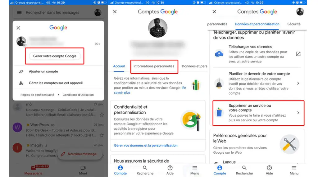 comment supprimer un compte gmail sur téléphone