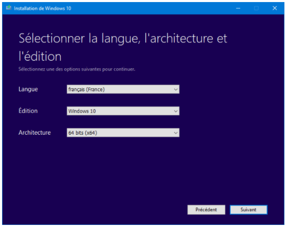 installation de Windows 10 avec clé usb bootable
