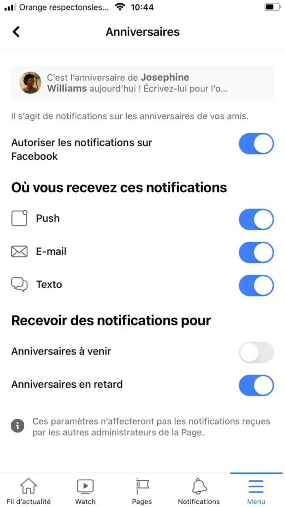 notifications anniversaire facebook